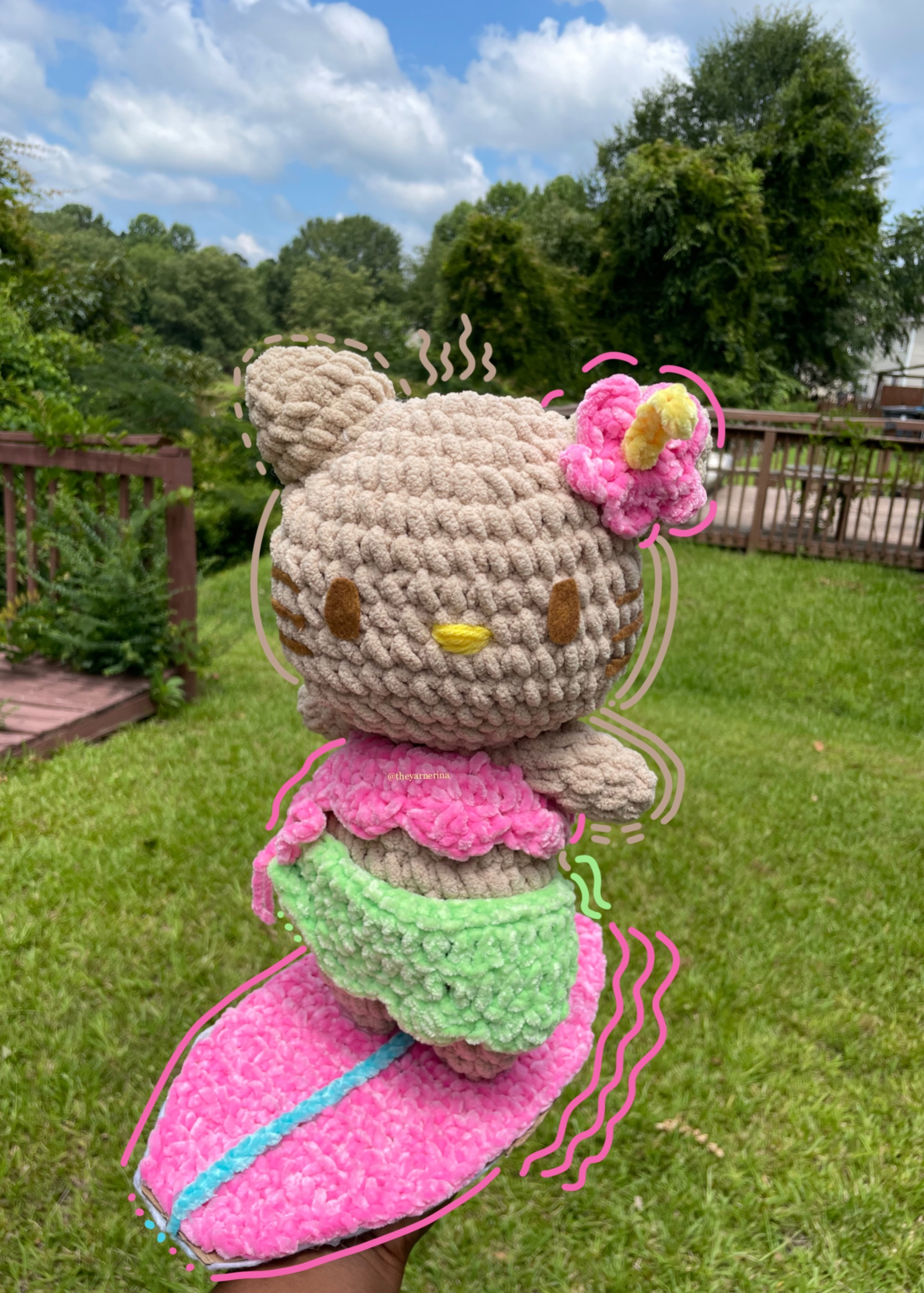 Adorable Hawaiian Hello Kitty Crochet Plush